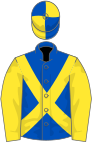 Royal blue, yellow sleeves and cross-belts, quartered cap