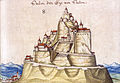 Burg Salmchâteau bei Vielsalm (Ardennen), Skizze von Daniel Specklin, 1589