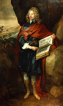 Sir John Suckling holding the open First Folio