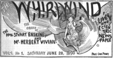 The title illustration of the first issue of The Whirlwind newspaper, edited by Herbert Vivian