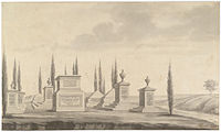 View of the burial ground at Bangalore, with Officers who fell in the Battle for Bangalore - Select Views in Mysore, the country of Tippoo Sultan by Robert Home (1752-1834)[19]
