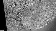 Layers in southern portion of Becquerel Crater mound, as seen by CTX camera (on Mars Reconnaissance Orbiter). Note: this is an enlargement of a previous image.