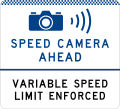 (G6-328-2) Speed Camera Ahead (Variable Speed Limit Enforced) (used in New South Wales)