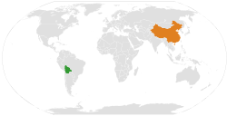 Map indicating locations of Bolivia and China