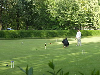 Croquet being played at a croquet club in Edinburgh, Scotland