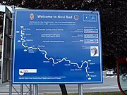 Danube bike path route map, Novi Sad, Serbia.