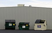 Three dumpsters in various sizes