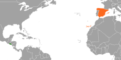 Map indicating locations of El Salvador and Spain