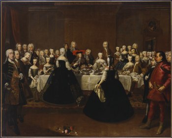 Das Hochzeitsfrühstück Maria Theresias und Franz Stephans von Lothringen von Martin van Meytens