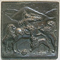 Knight attacked by three lions, Italian, c. 1465