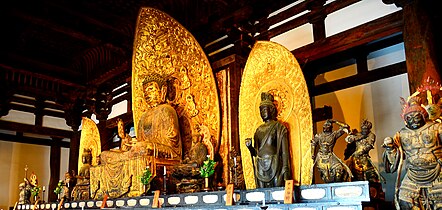 Golden Buddha in Kōfuku-ji inside Tō-kondō