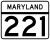 Maryland Route 221 marker