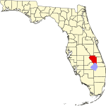 A state map highlighting Okeechobee County in the southern part of the state. It is medium in size.