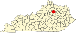 State map highlighting Bourbon County