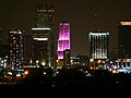 Tower lit pink for National Breast cancer awareness month
