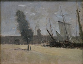 Jean-Baptiste Camille Corot, Dunkerque, remparts et porte d'entrée du port (1873)