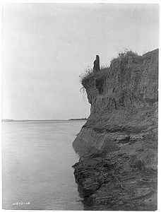 Mandan man overlooking the Missouri River, c. 1908