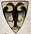 Darstellung des doppelköpfigen Reichsadlers als Wappen Otto IV. Chronica Maiora des Matthäus Paris, ca. 1250