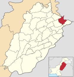 Karte von Pakistan, Position von Distrikt Sialkot hervorgehoben