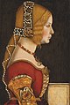Isabella of Aragon portrait on wood panel.