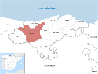 Die Lage der Comarca Saja-Nansa in der autonomen Gemeinschaft Kantabrien