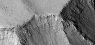 Close view of layers along wall of Kasei Valles, as seen by HiRISE under HiWish program