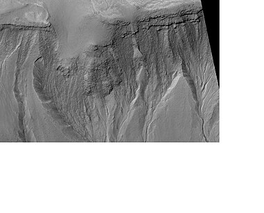 Gullies on mound in Asimov Crater, as seen by HiRISE