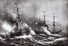 The German gunboat “Meteor” in action during the Battle of Havana (1870)