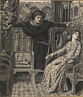Hamlet and Ophelia (1858), pen and ink drawing