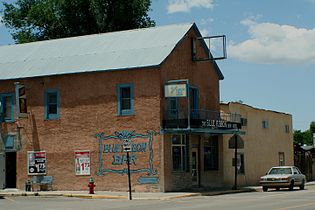 The Blue Ribbon Bar & Grill, formerly the Estancia Saloon, in Estancia, New Mexico. Built in 1903.