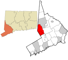 Ridgefield's location within Fairfield County and Connecticut