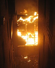 Fire at a loading dock behind One57 in 2014