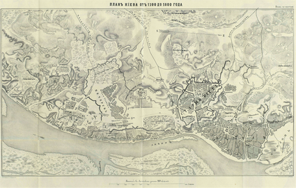 Plan von Kiew im 18. Jahrhundert. Rekonstruktion von Nikolaï Zakrevsky