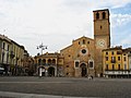 The façade of Lodi Cathedral and Piazza della Vittoria