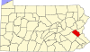 State map highlighting Lehigh County