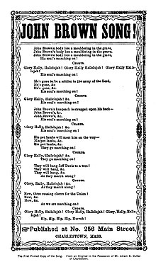 Original publication of the text of the John Brown Song from 1861[1]: 373 