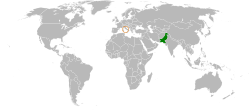 Map indicating locations of Pakistan and Holy See