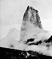 A lava spine at the summit of Mount Pelée in 1902