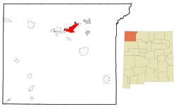 Location of Farmington in New Mexico