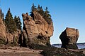 Tilted layers of sandstone at Hopewell Rocks