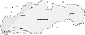Die Slowakei 1940 mit markierter „Schutzzone“
