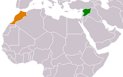Map indicating locations of Syria and Morocco