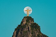 Christ the Redeemer with the Moon in the background