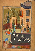 A miniature painting from the Iskandarnama of Nizami