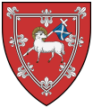 The Agnus Dei on Perth, Scotland's coat of arms holds the Scottish flag.