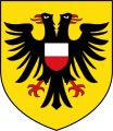 The official coat of arms of the city since 1997, designed by Professor Kurt Weidemann