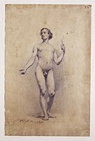 Nude Young Man with Spear, pencil on paper, 1860
