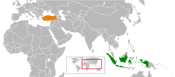 Map indicating locations of Indonesia and Turkey