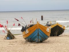 Clinker built fishing boats at Jantar Beach