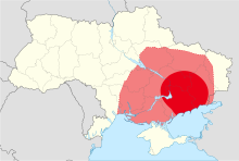 Map showing the Makhnovshchina under the control of most of southern and eastern Ukraine